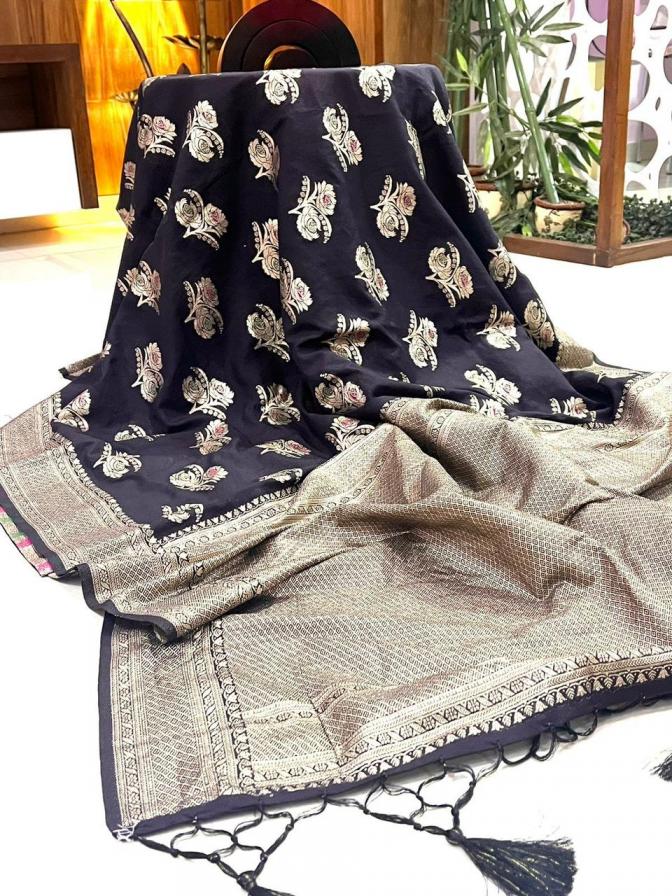 kc 344 soft khadi printed silk with zari wooven border sarees