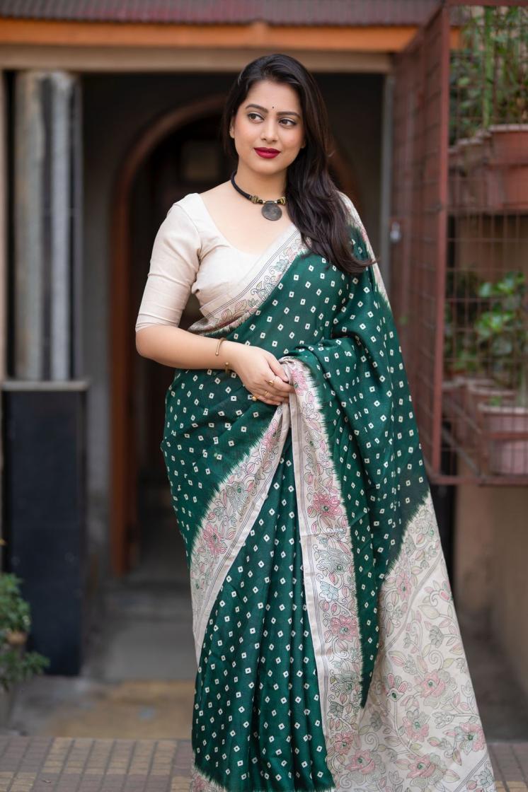 kc 442 manipuri kalamkari bandhej unique saree at best price 