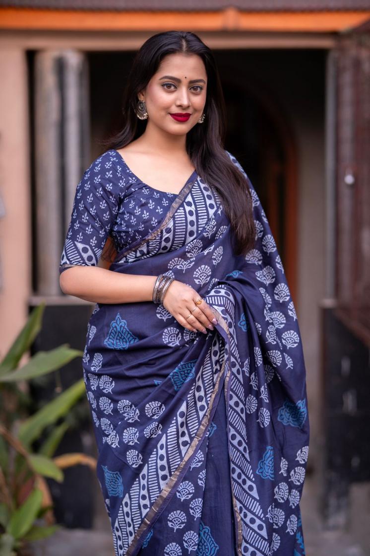 kc 59 chanderi cotton silk hand block print unique sarees online 