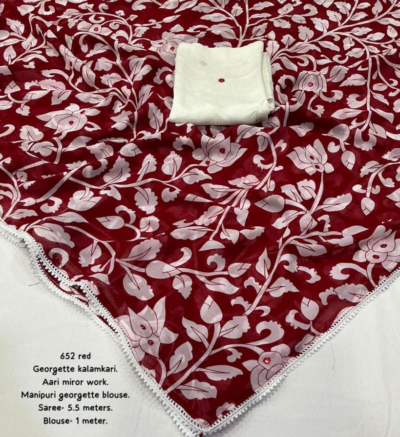 kc 652 georgette kalamkari hit design sarees 