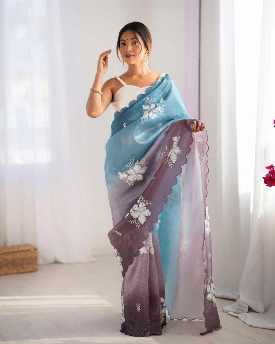 kc 870 gorgeous look crunchy crush dual sequins sarees 