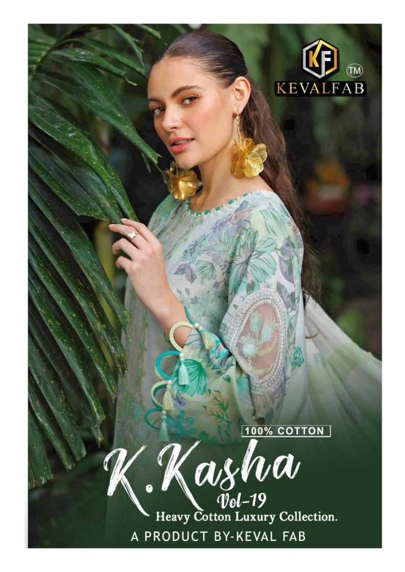 keval fab k kasha vol 19 amazing cotton pakistani 3pcs dress