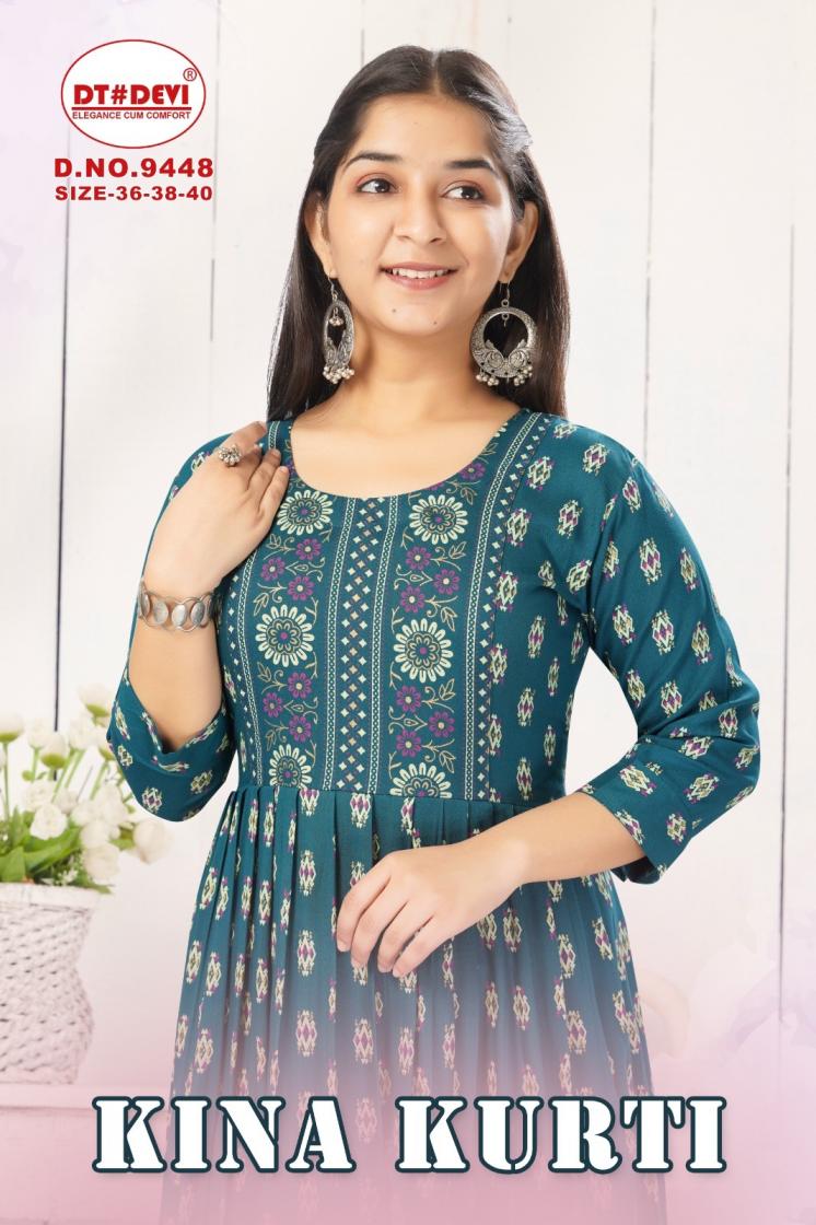 kina by dt devi readymade pretty look 9448 rayon combo kids long kurtis 