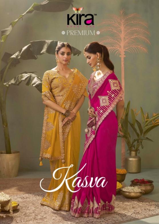 kira creation kasva bamber silk gota patti fashionable saree wholesaler  