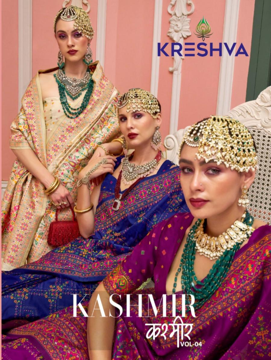 kreshva kashmir vol 4 banarasi silk with meenakari exclusive saree