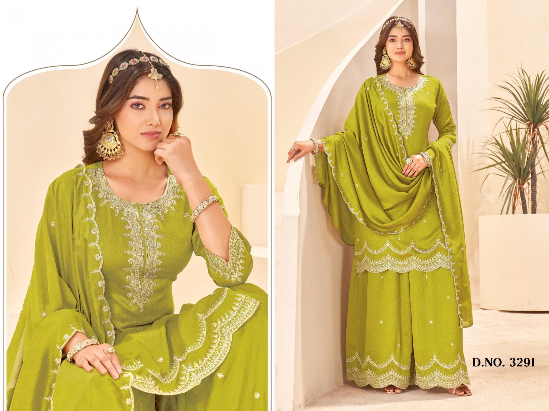 ladies flavour 3290-3295 readymade vichitra combo set plazzo suit for womens 