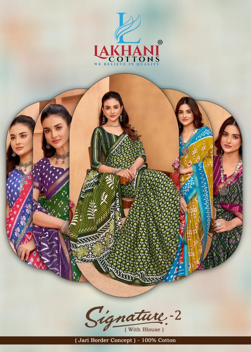 lakhani cottons signature vol 2 cotton gorgeous look sarees 