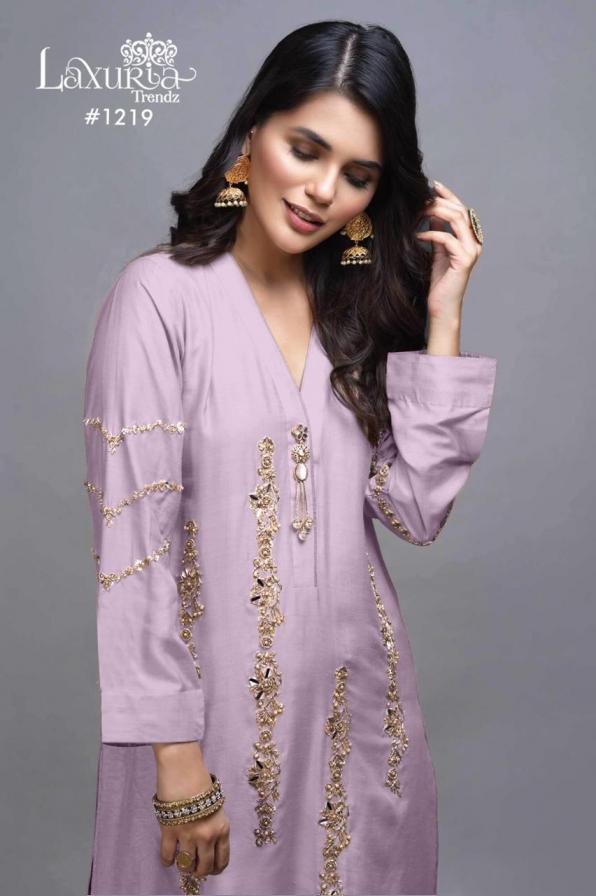 laxuria trendz 1219 attractive satin full stitch pakistani 3pcs dress