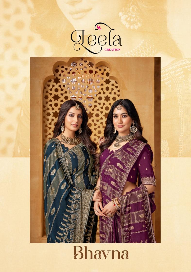 leela creation bhavna viscose with jharkan work saree at best rates 