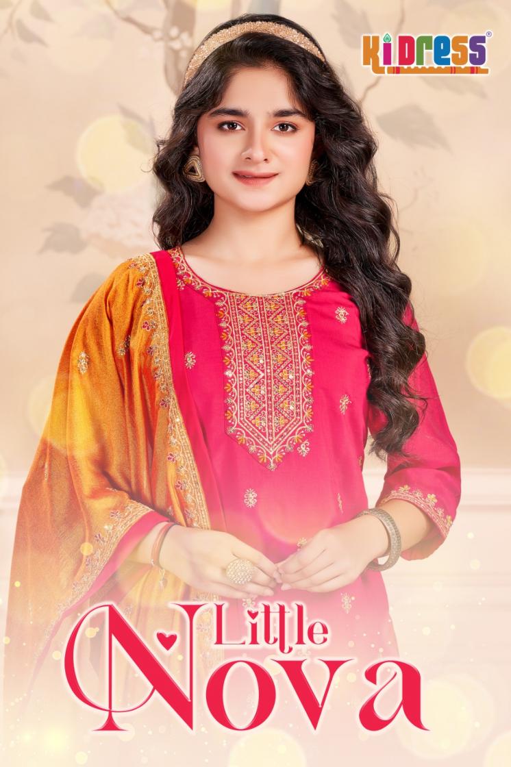 little nova by aanchi readymade elegance roman silk combo kids suits 