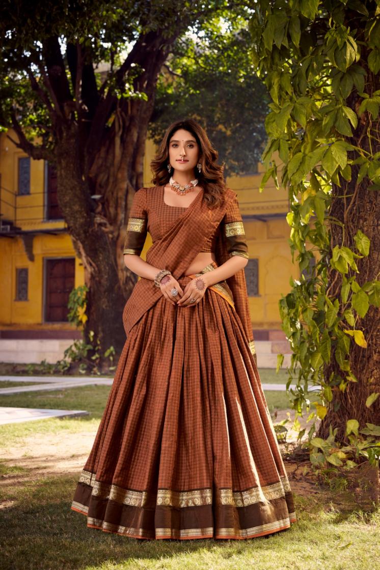 lnb1900 swasthika chettinad cotton stitch lehenga unstitch choli online 