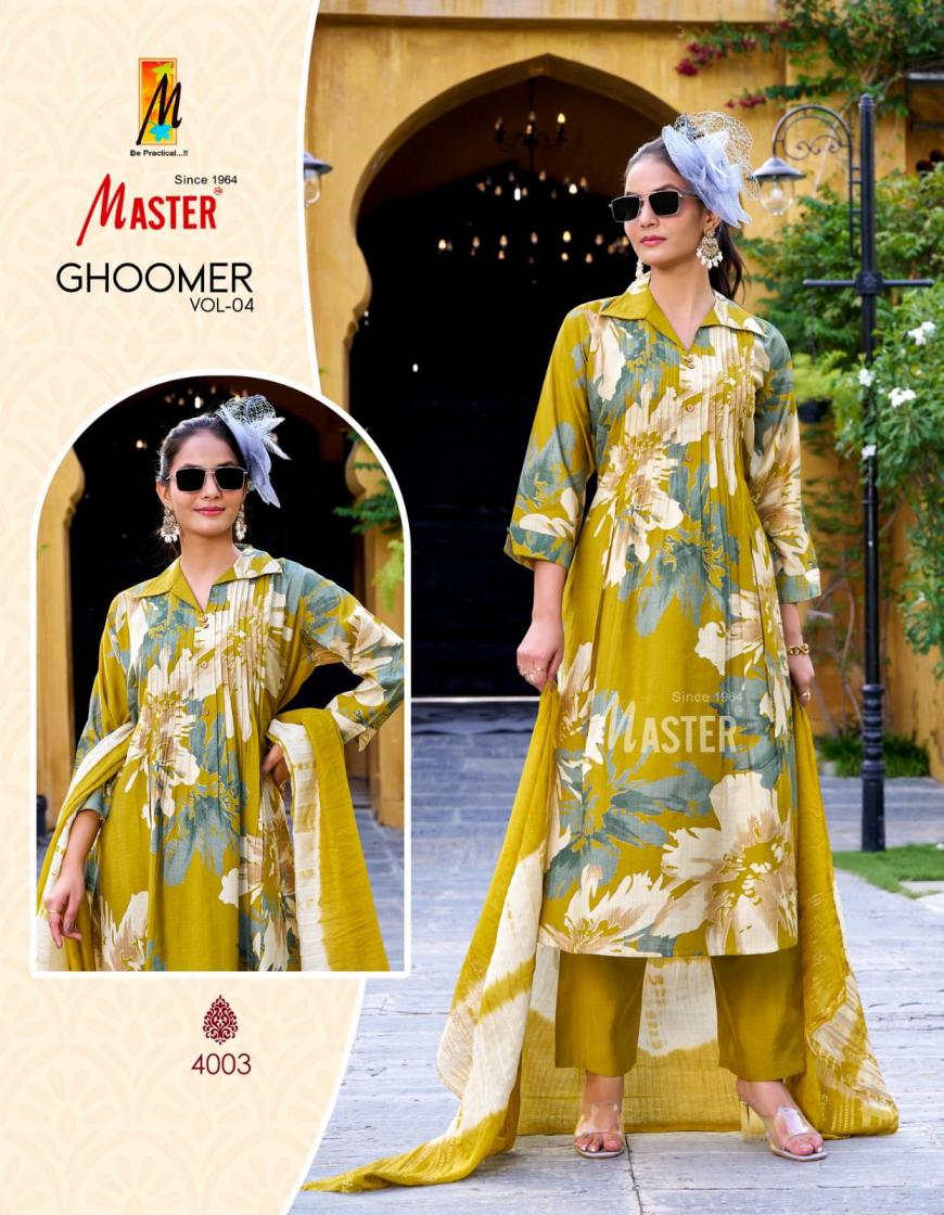 master ghoomer vol 4 vertican print readymade modern 3pcs dress