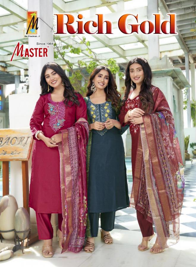 master rich gold roman silk readymade unique salwar kameez  