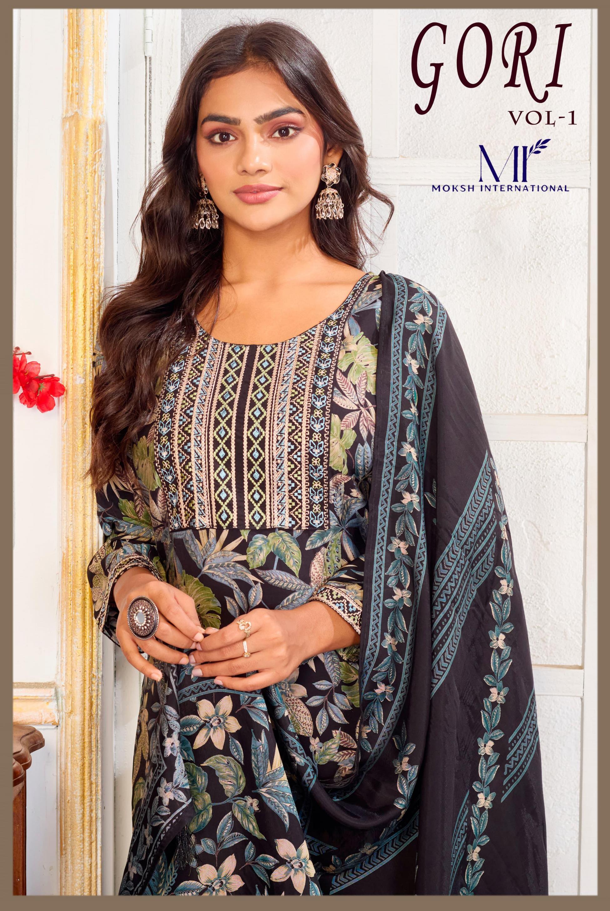 MOKSH GORI  VOL-1 KURTI PENT DUPATTA SET 3 PCS  CATALOUGE
