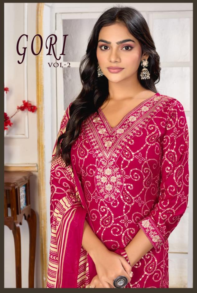 MOKSH GORI  VOL-2 KURTI PENT DUPATTA SET 3 PCS  CATALOUGE