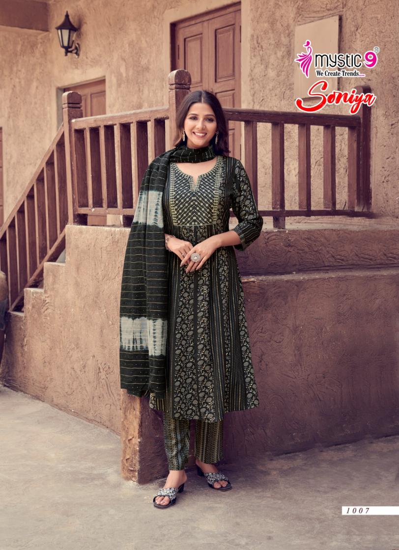 mystic9 soniya vol 1 rayon hit design fully stitch 3pcs dress