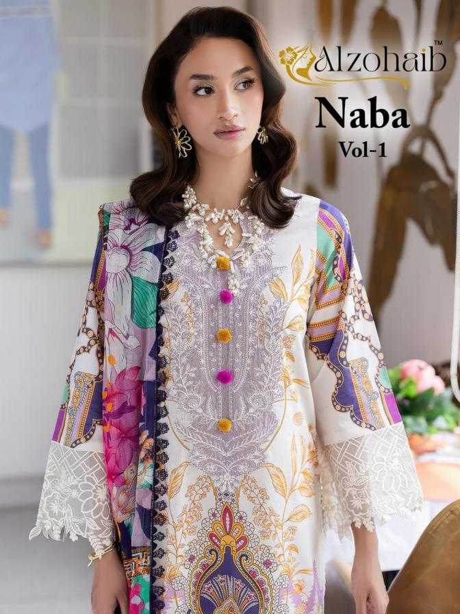 naba vol 1 by alzohaib cotton modern pakistani unstitch suits 