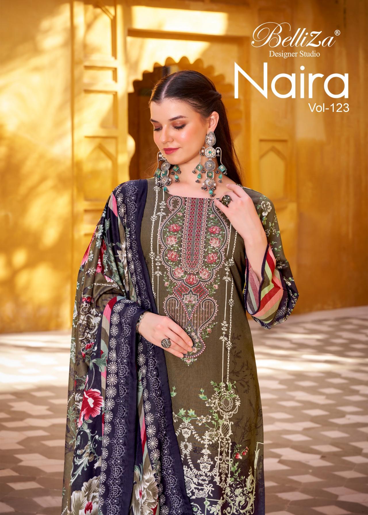 naira vol 123 by belliza designer full stitch plus size pakistani suits 