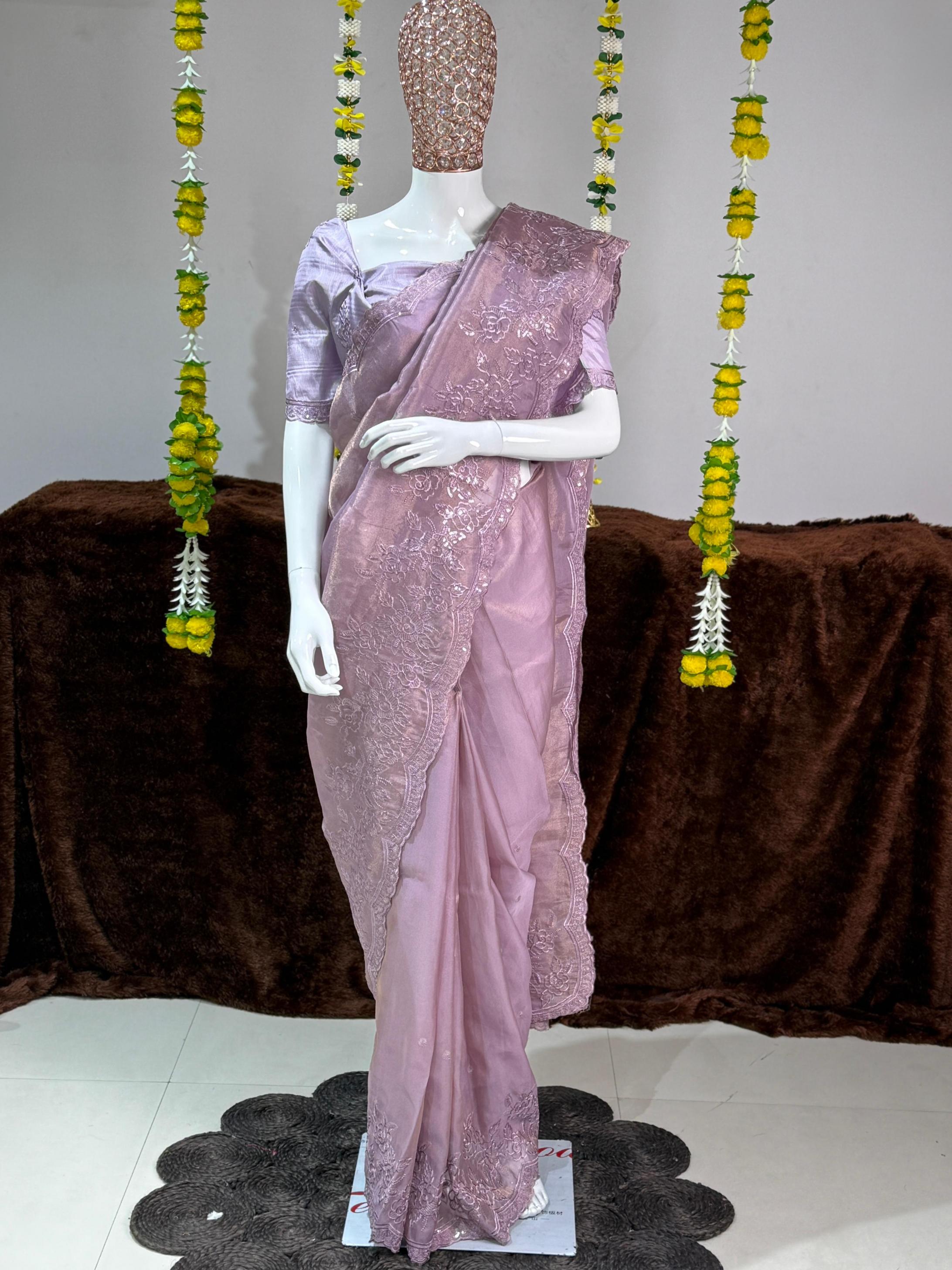 nusrat taspa organza designer saree for womens 