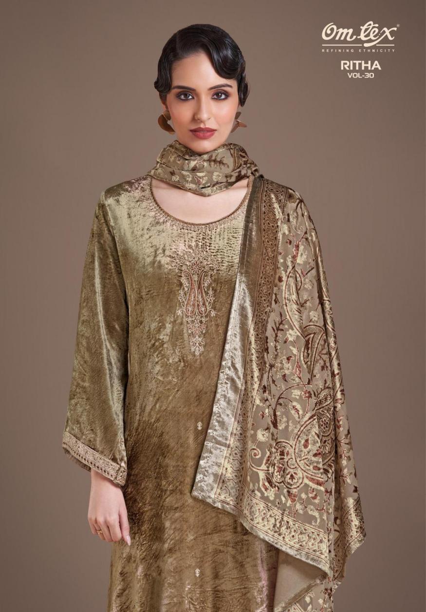 omtex ritha vol 30 fully stitch viscose velvet big size salwar kameez 