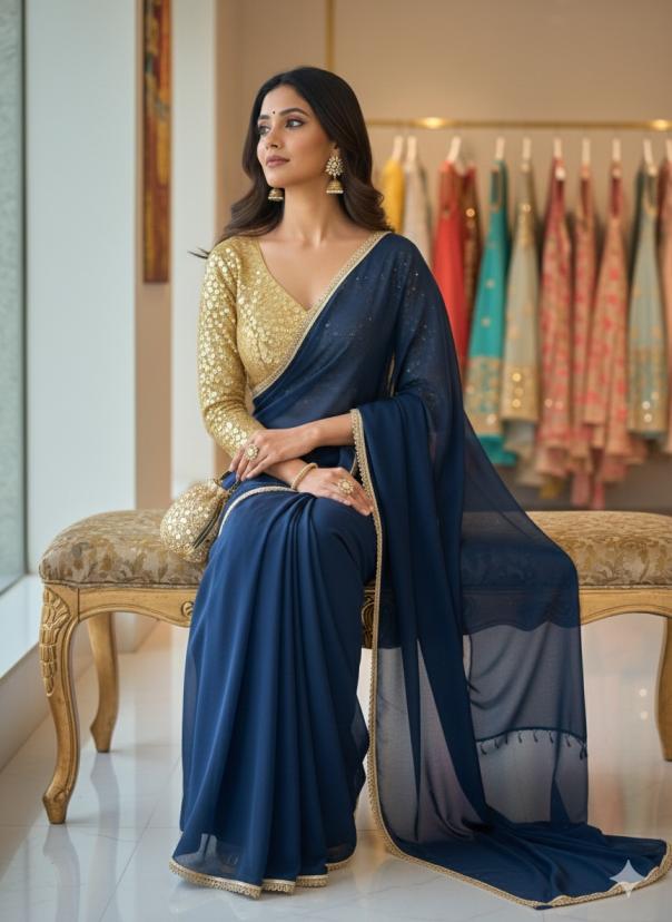 pc 13 morpeach by aawiya elegance star georgette saree online 