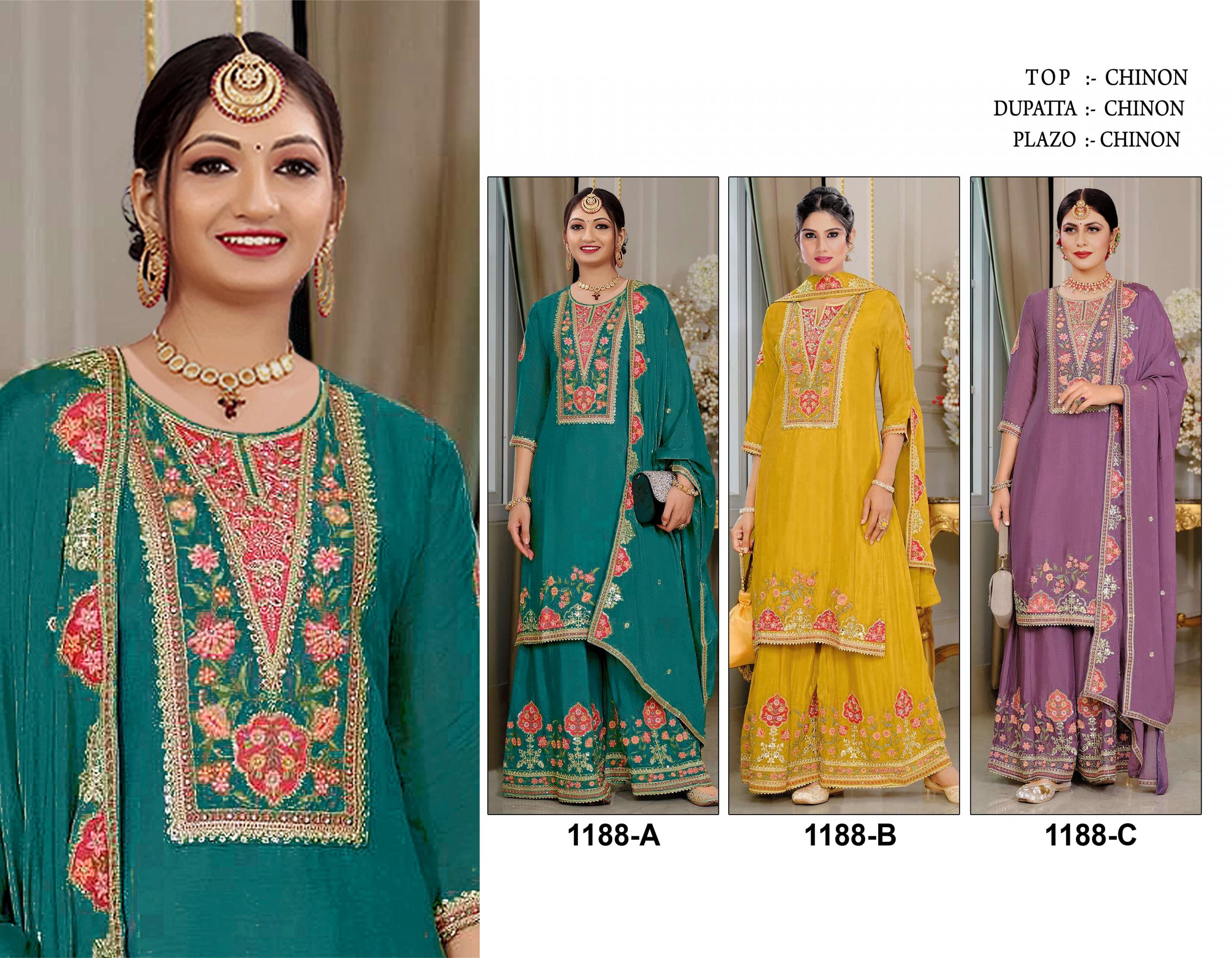 PR 9STAR FASHION CHAHAT  SEMI STITCHED  HEAVY CHINON WITH EMBRODEIRY WORK AND SEQUENCE WORK FANCY DESIGNER SUITS