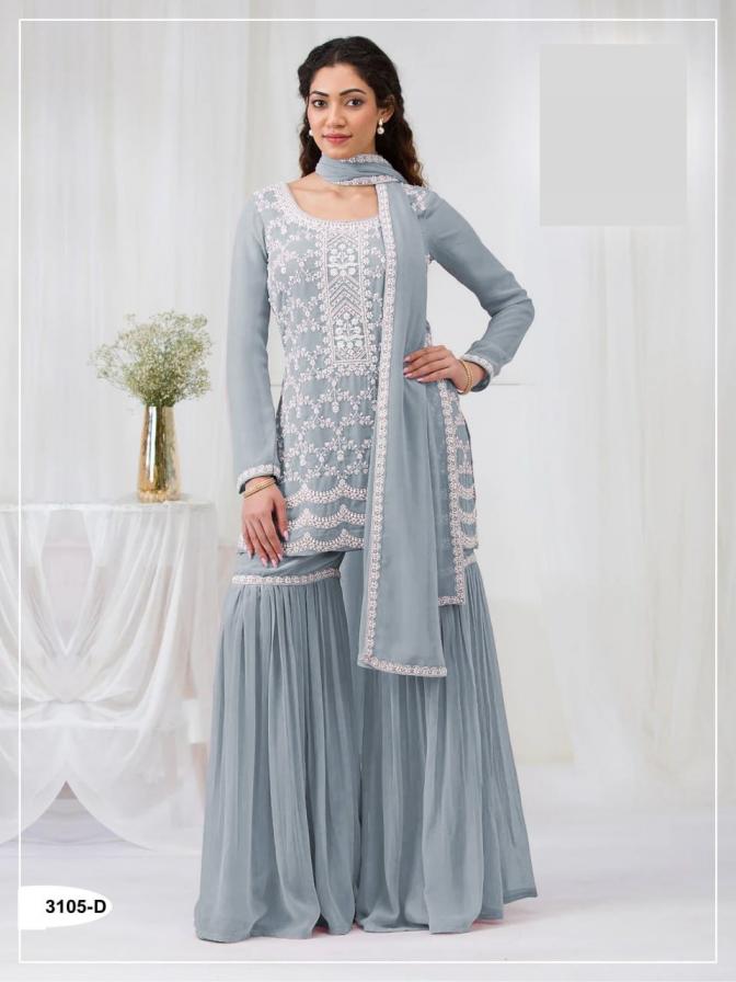 PR 9STAR FASHION SAJDA FAUX GEORGETTE EMBROIDERY SHARARA COLLECTION 