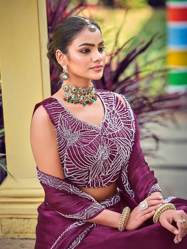 PR 9STAR FASHION SUHANI  SILK WITH BEADS WORK FANCY DESIGNER LEHENGA CHOLI 