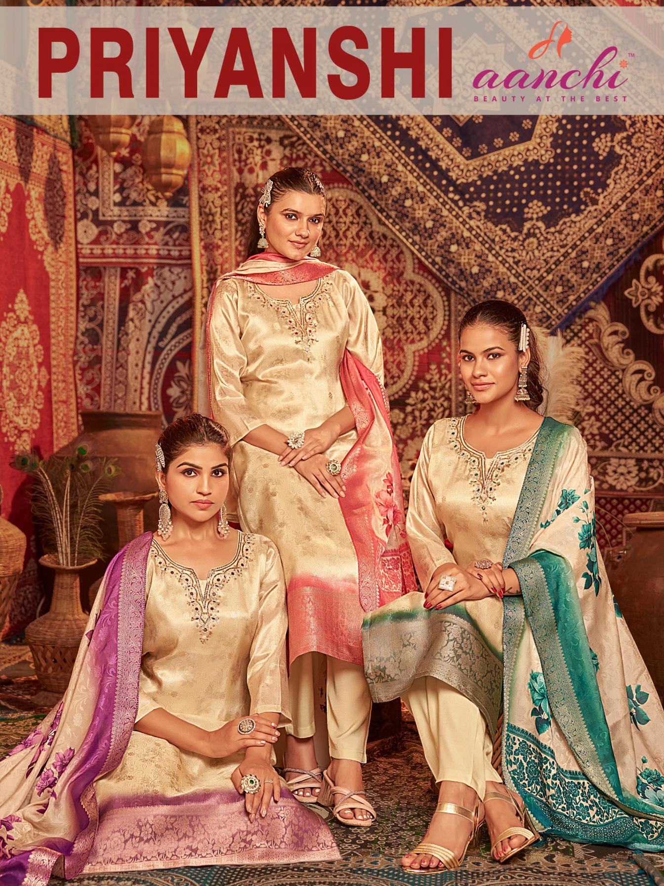 priyanshi by aanchi jacquard readymade gorgeous look 3pcs dress