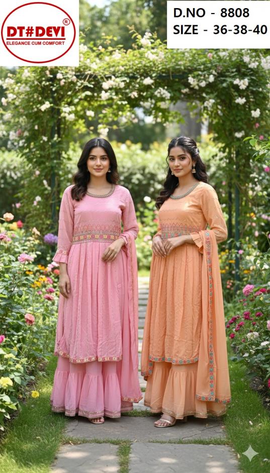 radhika by dt devi readymade classic 8808 georgette combo kids sharara dress