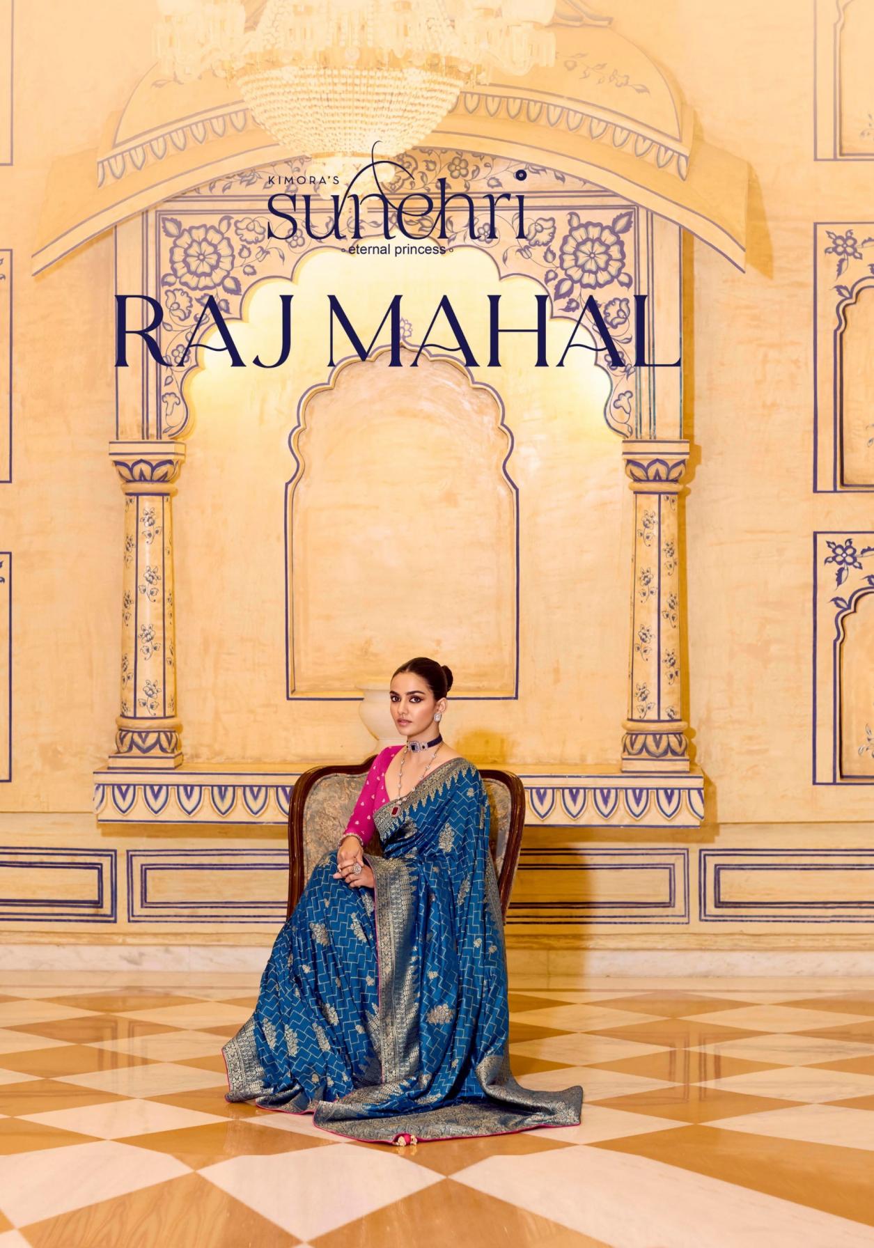 raj mahal by sunehri kimora crape silk party sarees for any occasion