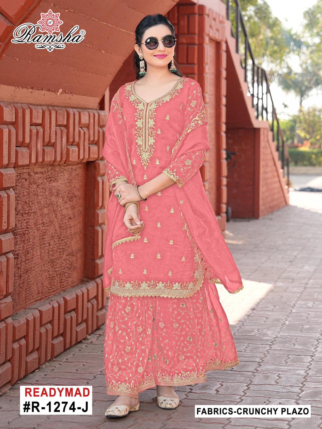 ramsha r 1274 nx fully stitch amazing crunchy pakistani plazzo dress