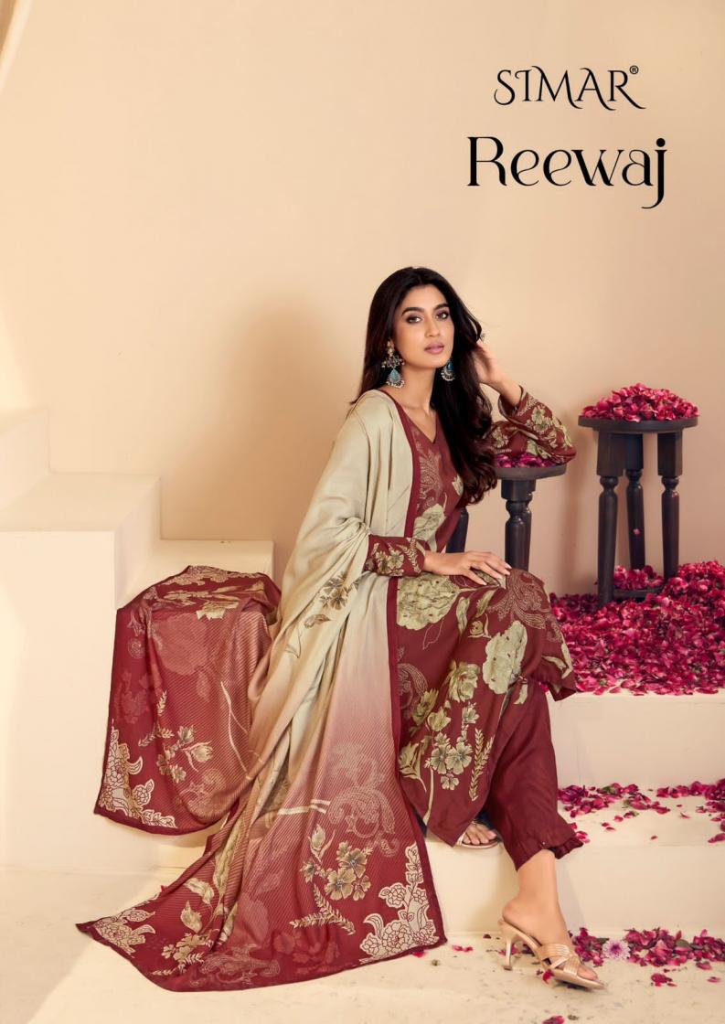 reewaj by glossy simar pashmina ethnic style dress materials  