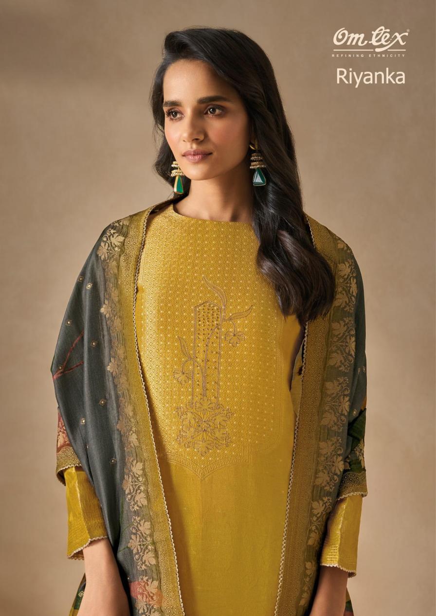 riyanka by omtex amazing rubina silk jacquard unstitch suits 