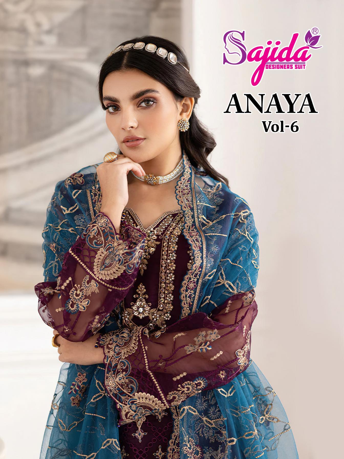 sajida anaya vol 6 designer georgette pakistani 3pcs dress