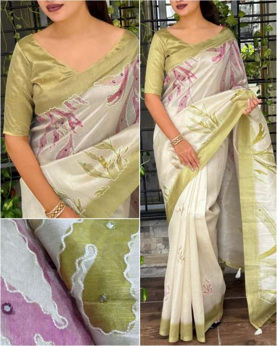 sambhavi tusser linen attractive look sarees 
