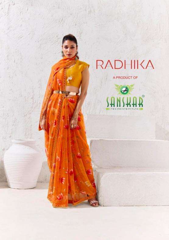 sanskar tex prints radhika georgette pretty look sarees 