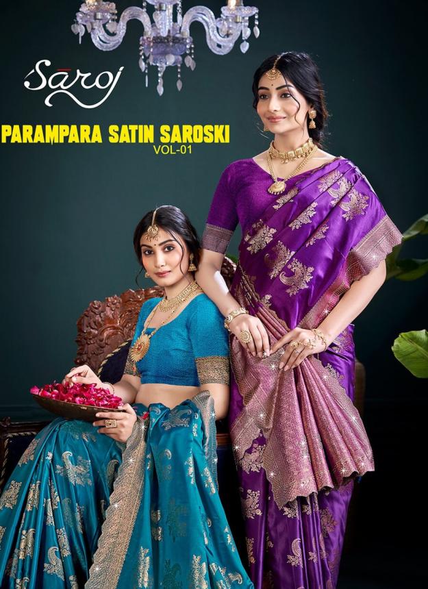 Saroj Parampara satin saroski vol.1  satin silk saree