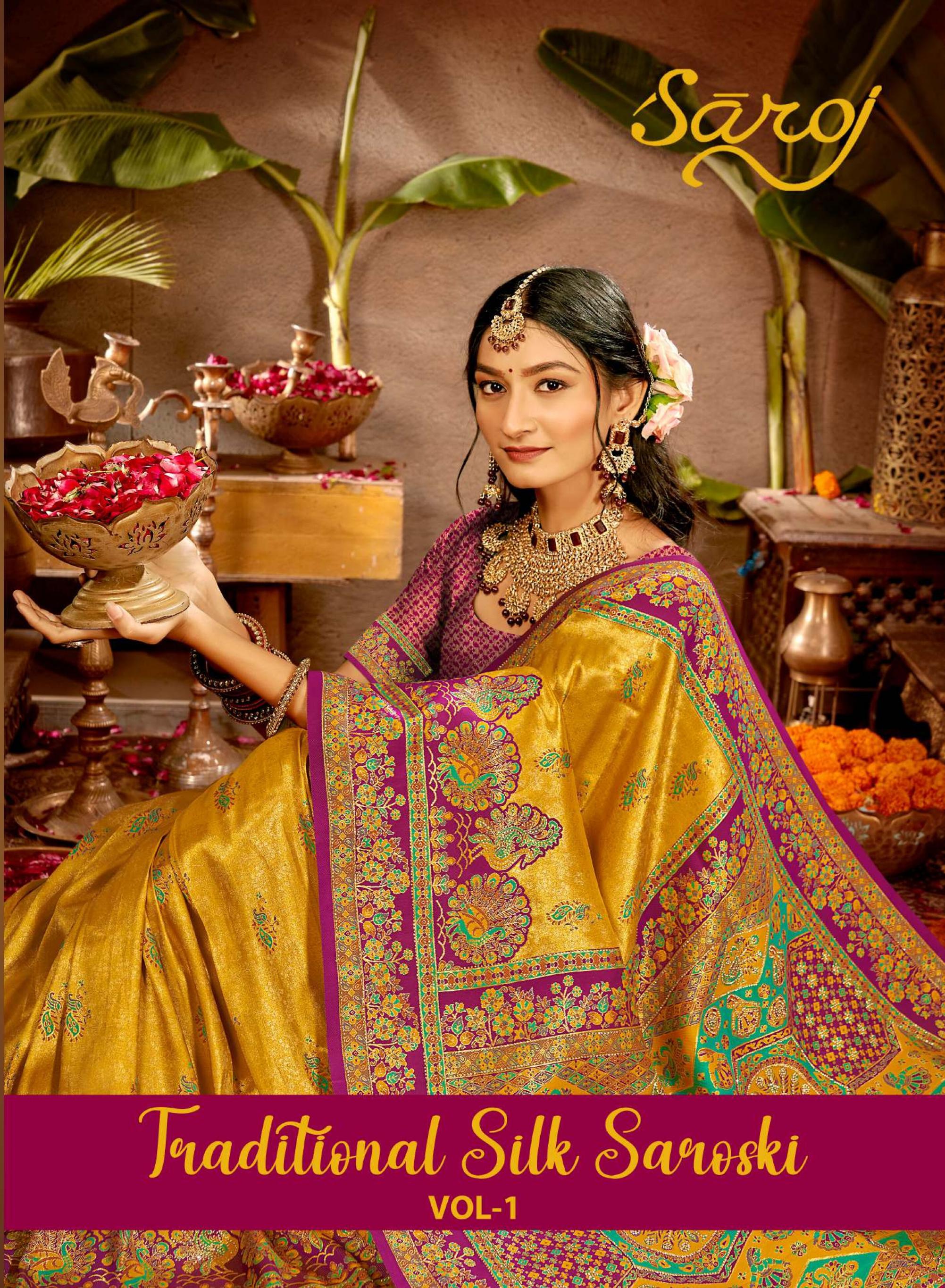 Saroj Traditional Satin Silk vol.1 Tissue silk saree