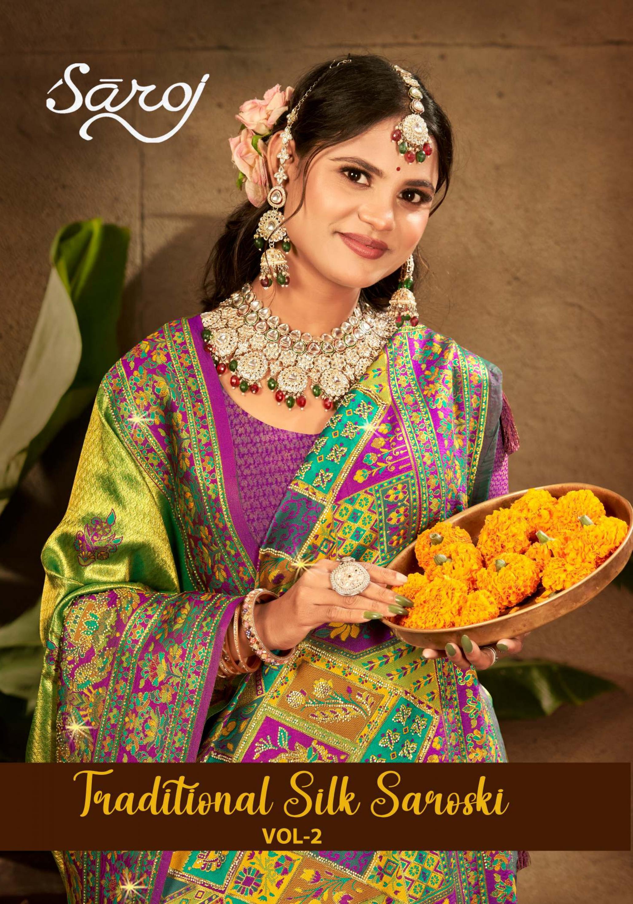 Saroj Traditional Satin Silk vol.2 Tissue silk saree