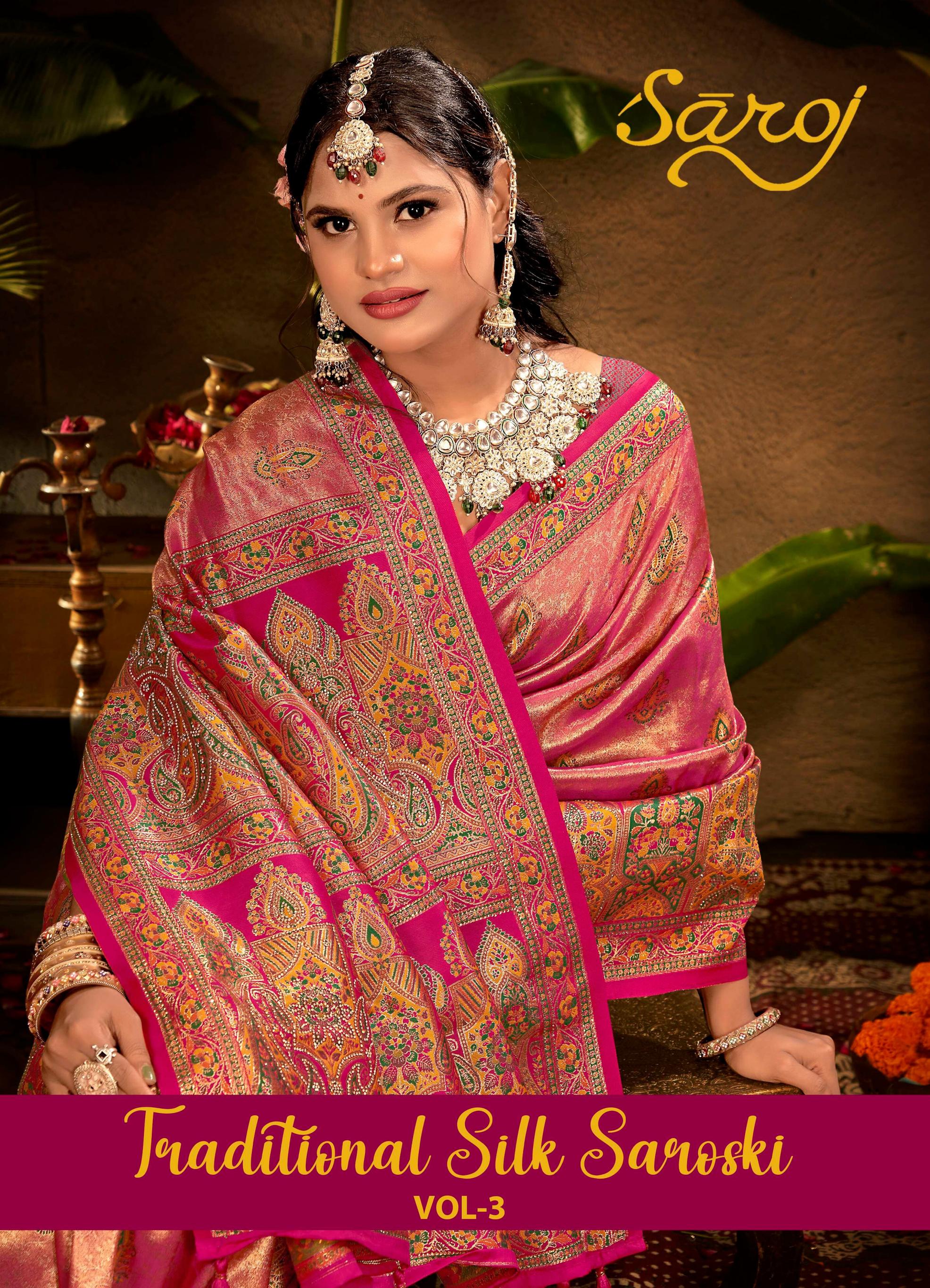 Saroj Traditional Satin Silk vol.3 Tissue silk saree