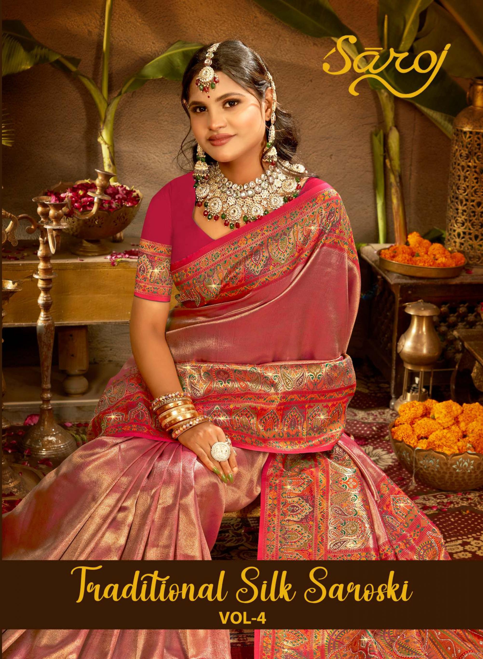 Saroj Traditional Satin Silk vol.4 Tissue silk saree