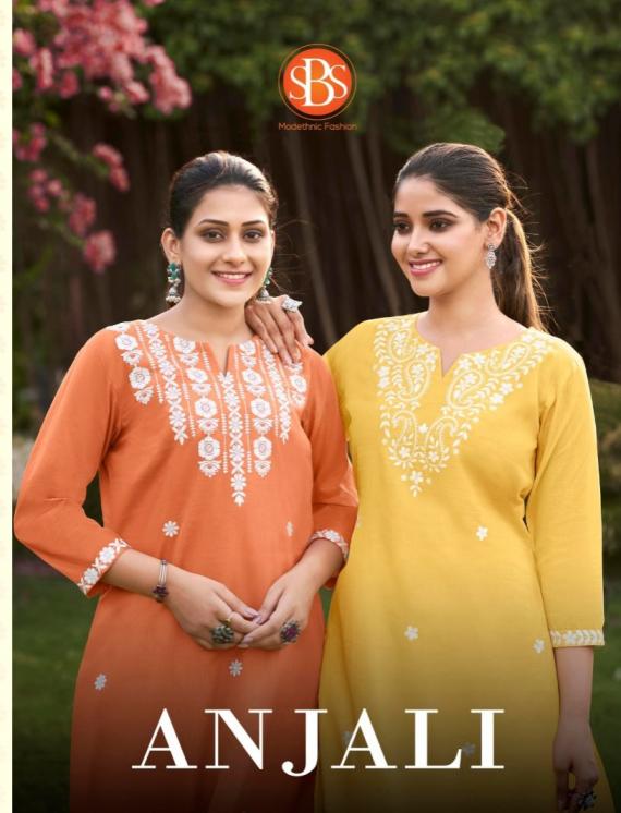 sbs presents anjali readymade pretty look cotton long kurtis 