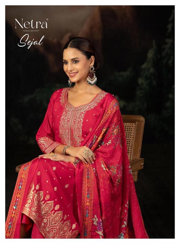 sejal by netra exclusive lakhnavi weaving designer unstitch suits 