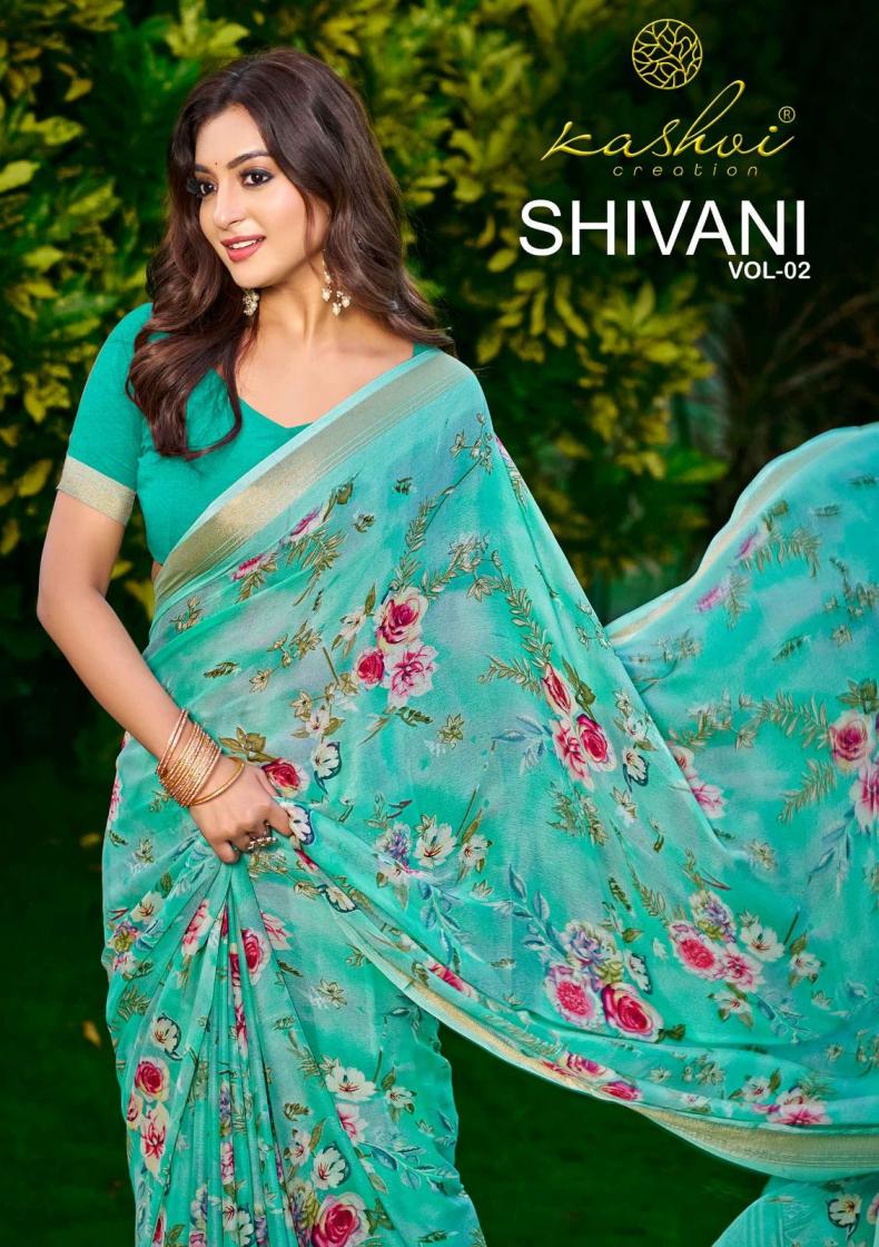 shivani vol 2 by kashvi creation dull moss best wholesale rates sarees 