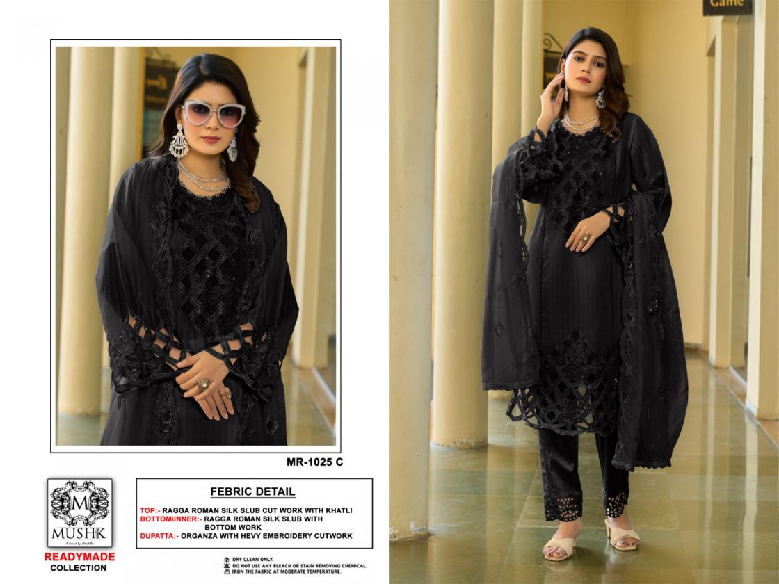 shraddha designer mr 1025 readymade raga roman silk pakistani suits 