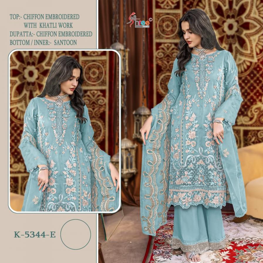 shree fabs launch k 5344 unique colours chiffon pakistani suits 
