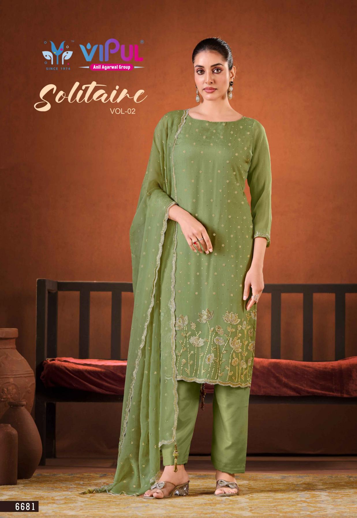 solitaire vol 2 by vipul amazing chiffon stylish dress materials 