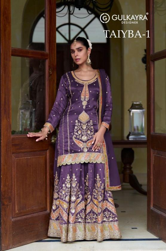 taiyba vol 1 by gulkayra designer simmer silk party wear full stitch skirt kurti with dupatta 