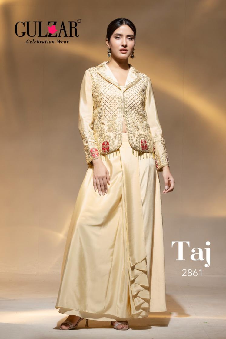taj by gulzar traditional fully stitch premium crape kurti with plazzo